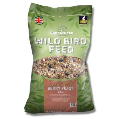 Image of Copdock Mill Wild Bird Seed 20kg Signature Collection Berry Feast Food All Year Round 100% Natural Ingredients Including Peanuts for Birds Suitable Species