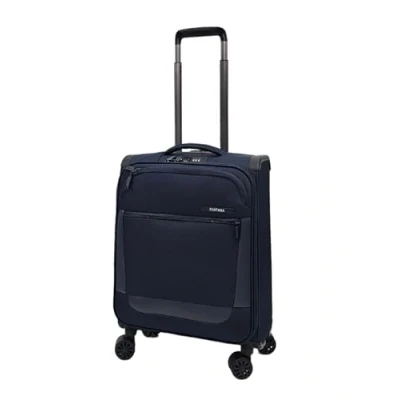 Image of Infinity Leather Unisex Lightweight 4 Wheel Luggage Travel Soft Cabin Bag Navy One Size