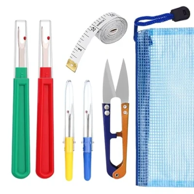 Image of YPYMOD 4 PCS Seam Ripper, Big and Small Stitching Thread Unpicker, Scissors Storage Box,The Sharp Stitch Ripper is Suitable for Needlework DIY Tool Craft Hemlines, Pockets, Sewing