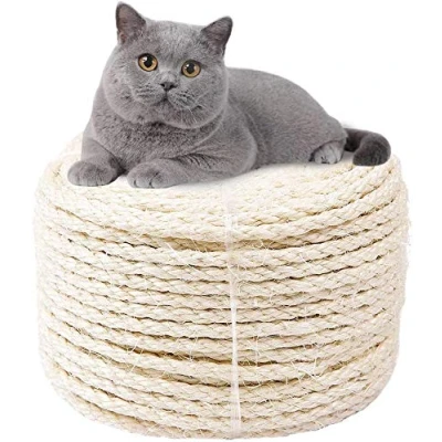 Image of Ezoon Sisal Rope Cat Tree Rope,6mm Replacement Natural Scratcher Decking Pole Post Tower Repair or Replace Accessories Rope,100m