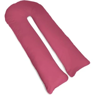 Image of Lancashire Bedding C U Shape Pregnancy Pillow Full Body and Maternity Support for Back, Hips Legs Belly Pregnant Women With Pillowcase (Wine)