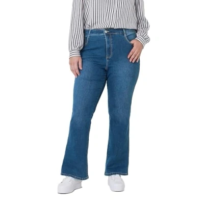 Image of EVANS Curve Fit Blue Mid Wash Bootcut Jeans Women&#039;s Plus Size