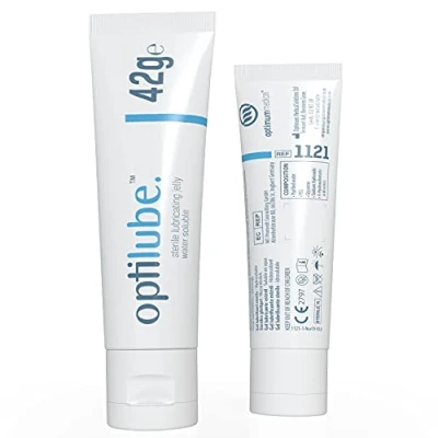Image of OptiLube Tubes Sterile Lubricating Jelly for Insertion of Medical Devices in 5g, 42g, 82g, and 113g Tubes, Water Soluble Lubricant with Easy to Use Flip Cap (42g x 1)