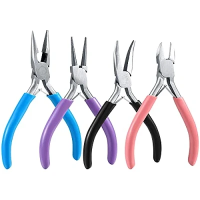 Image of MMOBIEL 4Pcs Jewelry Pliers Set Making Tools Kit, Needle Nose, Long Chain Wire Cutter Craft for Repair, Jewellery Beading, Wrapping, DIY
