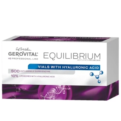 Image of Ampoules with 10% Liposomes Hyaluronic Acid Intensely Moisturizing and Smoothing Serum for Wrinkles Fine Lines Professional Product Gerovital H3 Equilibrium, 20 x 2 ml