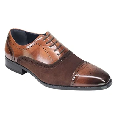 Image of Mens Formal Brogues BROWN Suede Leather Shoes [EL0759 11UK]