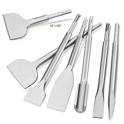 Image of 7PCS Chisel Set for SDS Plus Rotary Hammer and Demolition Hammers Tile Chisel, Grooving Scraping Flat Point Scaling Angled