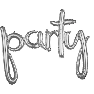 Image of Amscan 3669711 Script Phrase: &#039;Party&#039; Silver