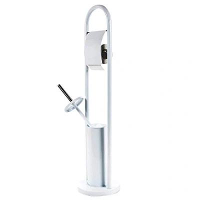 Image of Alpina Metal Toilet Roll Holder with Brush 20 x 80 cm White