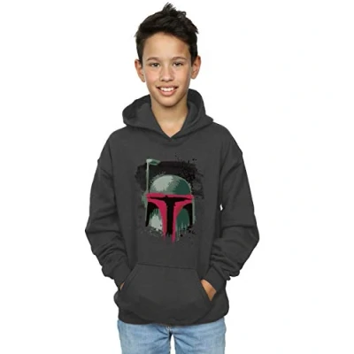 Image of Star Wars Boys Boba Fett Helmet Hoodie 5 6 Years Charcoal