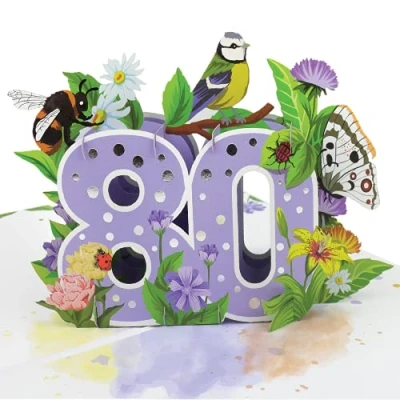 Image of Cardology 80th Birthday Pop Up Card For Women