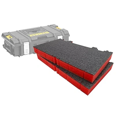 Image of Shadow Foam Easy Peel Toughsystem DS150/300 Insert [Red 50mm Twin Pack] Customisable for DeWalt Toolboxes Ideal Lean, 5S, Kaizen &amp; Custom Organisers