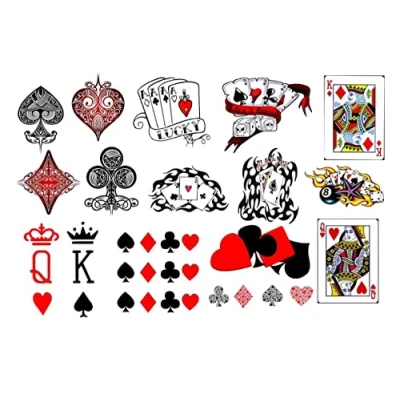 Image of Cards and las vegas slots casino Collection (Playing Temporary Tattoos)