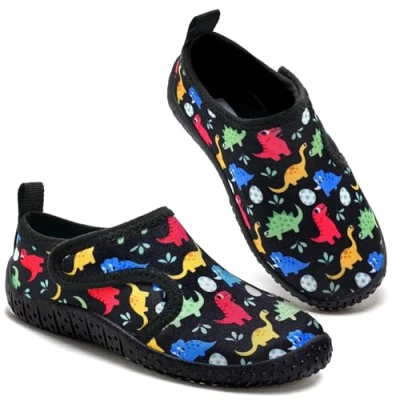 Image of Water Shoes Boys Kids Toddler Aqua Quick Dry Wetsuit for Beach Swimming Pool Garden(Black Dinosaurs 31EU)