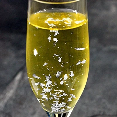 Image of drinkstuff Edible Silver Leaf Flakes 100mg Finest for Decorating Cocktails