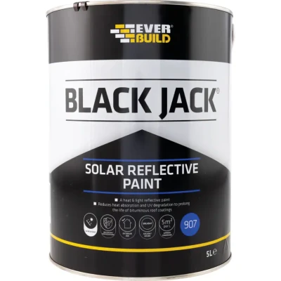 Image of Everbuild Black Jack 907 Solar Reflective Paint Water Resistant Silver 5 Litre