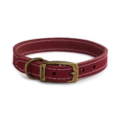 Image of Ancol Timberwolf Comfortable Durable Leather Raspberry Dog Collar Pet Training Accessory 20 26 cm, Size 1
