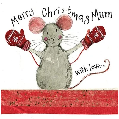 Image of Alex Clark Mouse Wearing Mittens Mum Christmas Card