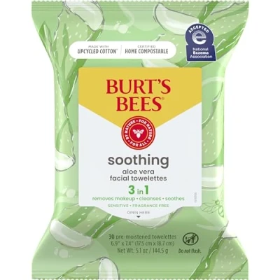 Image of Burts Bees Facial Cleansing Towelettes Sensitive for Unisex 30 Count