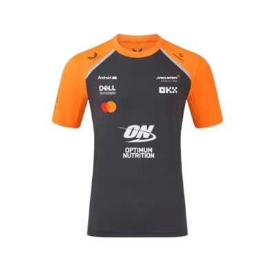 Image of McLaren Formula 1 Team Setup T Shirt, 2025 Season, Grey and Orange, Official Racing Merchandise (UK, Alpha, XXL, Regular, Phantom/Autumn Glory)