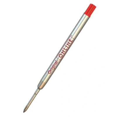 Image of ONLINE Schreibgeräte ballpen refill international king size red, G2 format line width M, (SWISS MADE), suitable for: Parker, Pelikan, Faber Castell etc, durable, standard biro refills