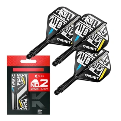 Image of TARGET Darts Chris Dobey K Flex Flights and Shaft System, No.2 Pack of 3 Kflex All In One Flights, Player Edition Accessories Dart Stem Short (19mm)