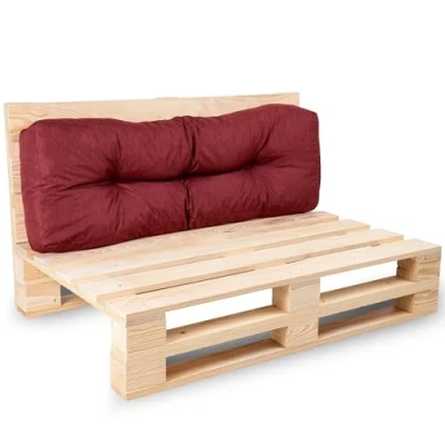Image of bananair Pallet Cushions Outdoor Water Repellent &amp; UV Resistant Fabric Highly Comfortable Foam Padded Garden Furniture (Backrest Cushion 120x40 cm, Red)