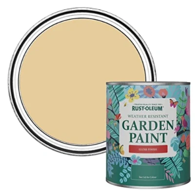 Image of Rust Oleum Yellow Mould Resistant Garden Paint In Gloss Finish Sandstorm 750ml