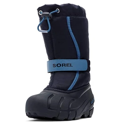Image of Sorel Kids FLURRY Waterproof Unisex Snow Boots, Blue (Collegiate Navy x Atmosphere) Youth, 13 UK
