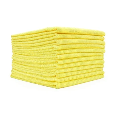 Image of The Rag Company All Purpose Microfiber Terry Cleaning Towels Commercial Grade, Highly Absorbent, Lint Free, Streak Kitchens, Bathrooms, Offices, 300gsm, 16in x 16in, Yellow (12 Pack)