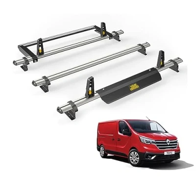 Image of Van Guard Roof Rack for Renault Trafic (2014+) 3 Bars + Rear Ladder Roller [Only Suitable Standard Models with Twin Doors] Ulti Bar VG315 3/VGR 01