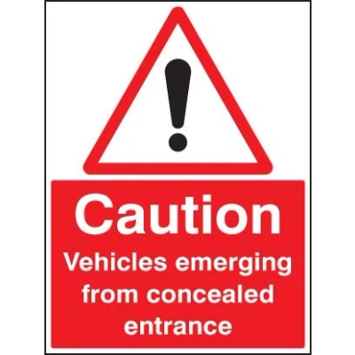 Image of Road Signs Caution vehicles emerging from concealed entrance Rigid Plastic