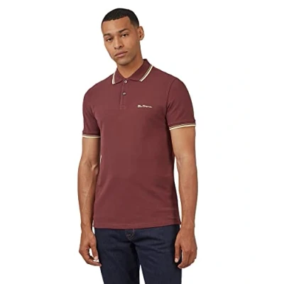 Image of Ben Sherman Mens Short Sleeved Regular Fit Signature Aubergine Polo Shirt