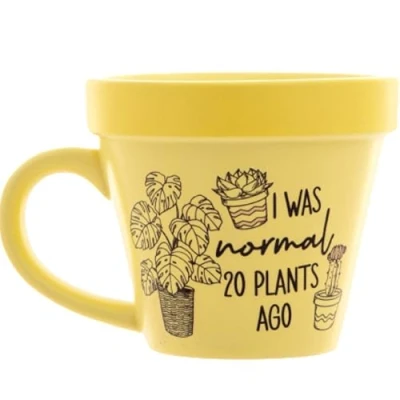 Image of Boxer Gifts &#039;I was Normal 20 Plants Ago&#039; Novelty Plant Pot Mug Funny Indoor Gift &amp; House for Lovers On Birthdays and Christmas, Yellow