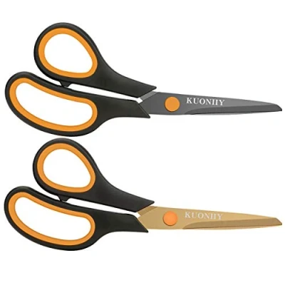 Image of KUONIIY Scissors 8 Inch Soft Comfort Grip Handles Sharp Titanium Coating Blades, Set of 2