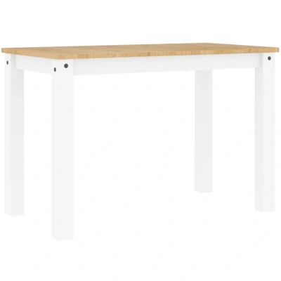 Image of vidaXL Dining Table Panama White 117x60x75 cm Solid Wood Pine