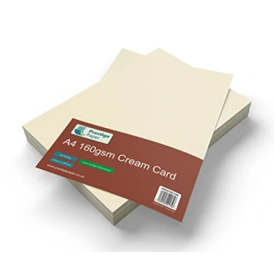 Image of A4 Cream/Ivory Card, 160gsm, Craft Laser &amp; Inkjet Printer, Copier Guaranteed, Arts Crafts, School, Office, Card Making, Printing, 100 Sheets, Prestige Paper