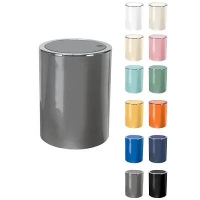 Image of KW &quot;Clappe 5Ltr Plastic Swing Bathroom Bin/Kitchen Bin/Small Waste Bin/Office Bin (Grey)