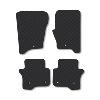 Image of Rubber Car Mats Compatible with Land Rover Discovery 4 (2013 2017) Tailored Fit Floor Set Accessory Black Custom Pieces Clips Anti Slip Backing, Heavy Duty &amp; Waterproof
