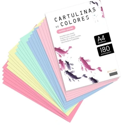 Image of Coloured Paper, Paper A4 in Various Pastel Shades, Sheets 180 g for Crafts, Printing Documents and Creative Designs, · m Office (x1000, Assortment)