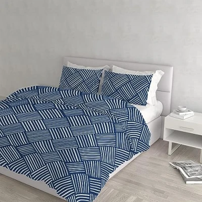 Image of Italian Bed Linen Dafne Microfibre Duvet Cover Set, Citylife Blue, Double