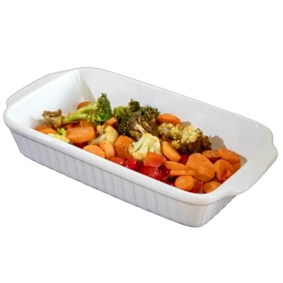 Image of White Ceramic 30cm Rectangular Roasting Dish Oven Baking Vegetable Tray Roaster