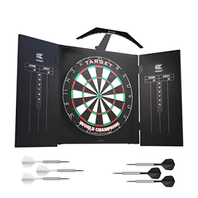 Image of Target Darts Arc Dartboard Lighting System Home Cabinet Set Includes World Champions and 2 Sets of ,Black
