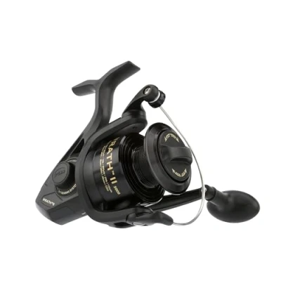 Image of PENN Wrath II Saltwater Spinning Fishing Reel, Size 5000, Right/Left Handle Position, Corrosion Resistant Graphite Body, Machined Anodized Aluminum Spool
