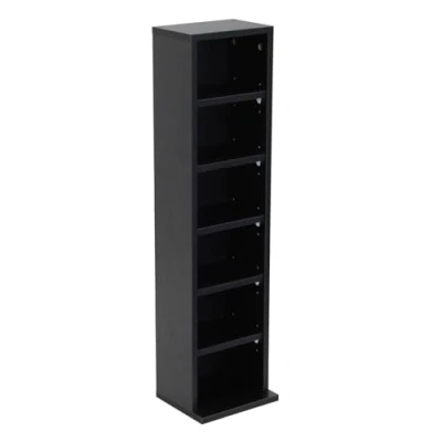 Image of Oypla 6 Tier Black Wooden CD DVD Game Book Shelf Storage Tower Rack Fits 102 CDs
