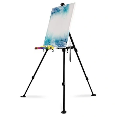 Image of Artina Painting Easel Paris Foldable Tripod Aluminium Metal Canvas Stand for &amp; Travel Canvases up to 82cm Versatile Art Holder Table Top