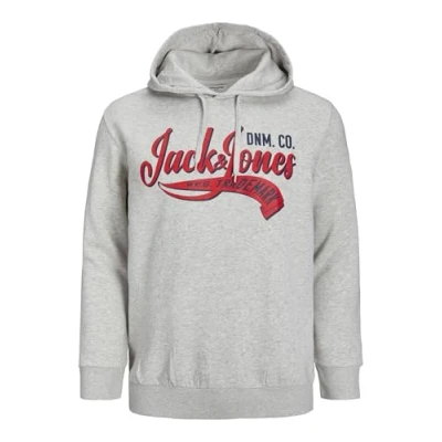 Image of JACK &amp; JONES Mens Logo Hoodie Plus Size White Mel L