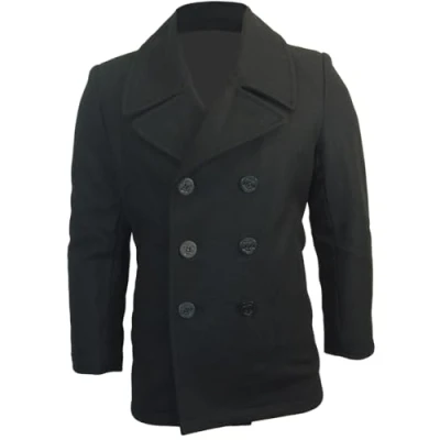 Image of Mil Tec US Navy Pea Men&#039;s Coat Cloth Jacket Black Medium