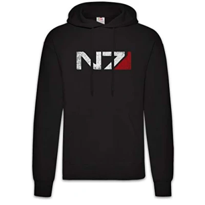Image of Urban Backwoods N7 Logo Hoodie Hooded Sweatshirt Sweater Black Size S