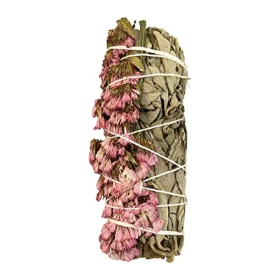 Image of Sage Smudge Stick 4&quot; (White and Pink Sinuata 4&quot;)